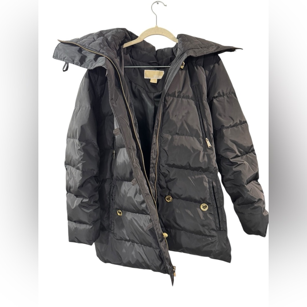Michael Kors Black Hooded Puffer Jacket‎